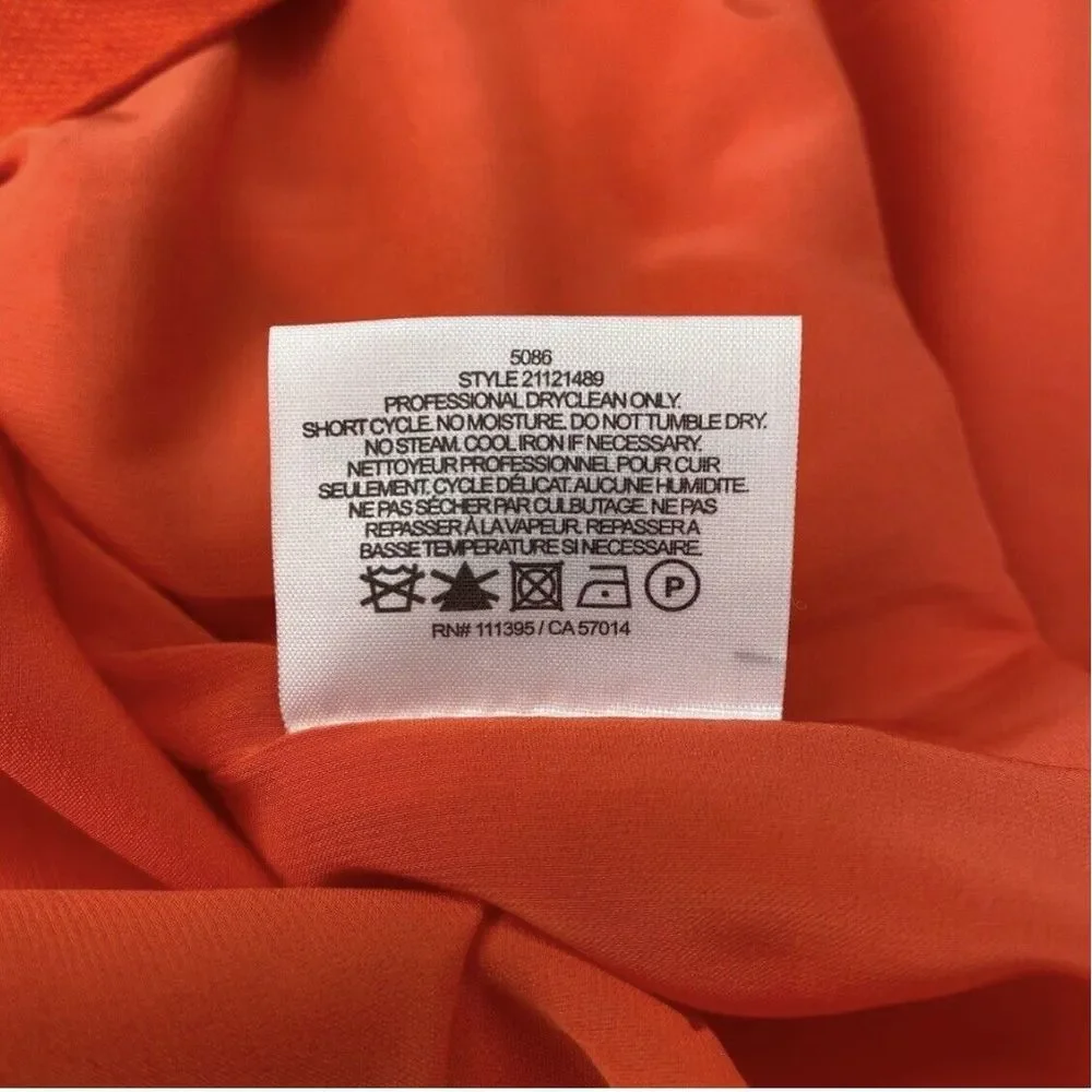 Tory Burch Leena Sleeveless Orange Lined Sheath Dress Side Zip Pockets Size‎ 4